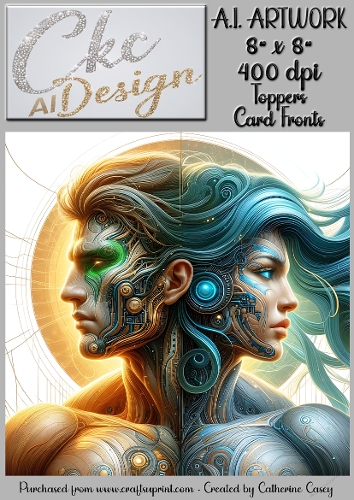 A.I. Artwork - 8 x 8 Toppers or Card Front - A.I. Artwork  - Two Heads - 9
