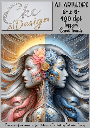 A.I. Artwork - 8 x 8 Toppers or Card Front - A.I. Artwork  - Two Heads - 10