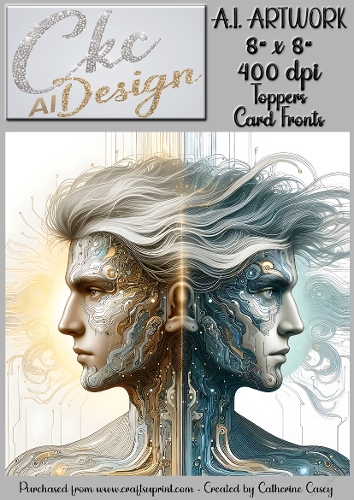A.I. Artwork - 8 x 8 Toppers or Card Front - A.I. Artwork  - Two Heads - 12