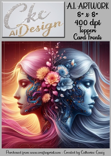 A.I. Artwork - 8 x 8 Toppers or Card Front - A.I. Artwork  - Two Heads - 13