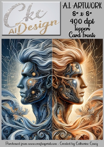A.I. Artwork - 8 x 8 Toppers or Card Front - A.I. Artwork  - Two Heads - 14