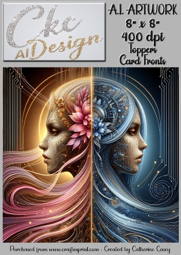 A.I. Artwork - 8 x 8 Toppers or Card Front - A.I. Artwork  - Two Heads - 15