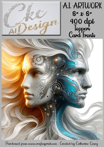 A.I. Artwork - 8 x 8 Toppers or Card Front - A.I. Artwork  - Two Heads - 16