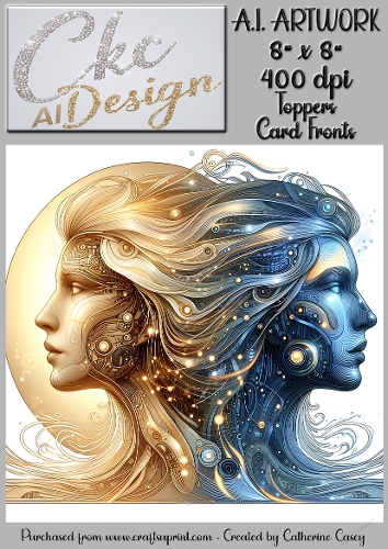 A.I. Artwork - 8 x 8 Toppers or Card Front - A.I. Artwork  - Two Heads - 17