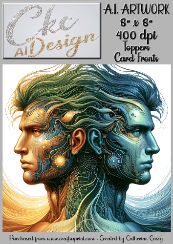 A.I. Artwork - 8 x 8 Toppers or Card Front - A.I. Artwork  - Two Heads - 18
