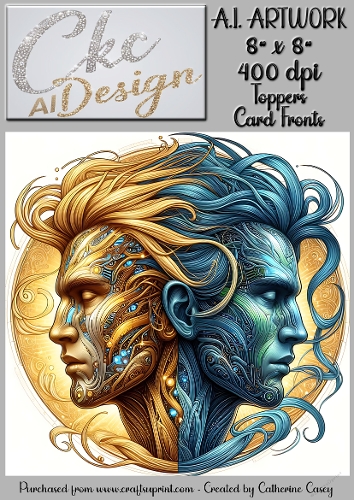 A.I. Artwork - 8 x 8 Toppers or Card Front - A.I. Artwork  - Two Heads - 20
