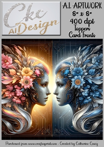 A.I. Artwork - 8 x 8 Toppers or Card Front - A.I. Artwork  - Two Heads - 24