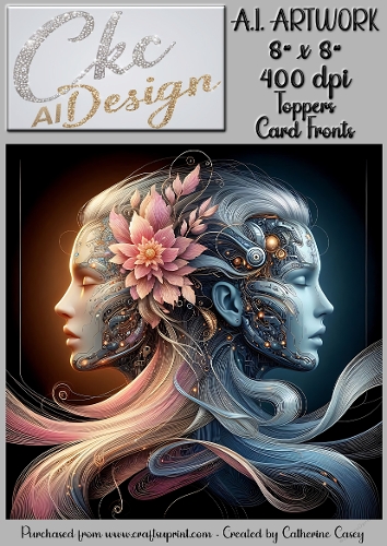 A.I. Artwork - 8 x 8 Toppers or Card Front - A.I. Artwork  - Two Heads - 25