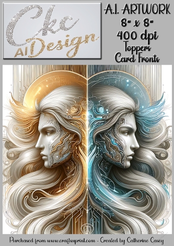 A.I. Artwork - 8 x 8 Toppers or Card Front - A.I. Artwork  - Two Heads - 26