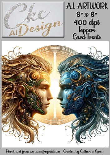A.I. Artwork - 8 x 8 Toppers or Card Front - A.I. Artwork  - Two Heads - 27