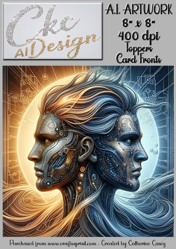 A.I. Artwork - 8 x 8 Toppers or Card Front - A.I. Artwork  - Two Heads - 28