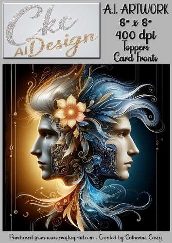 A.I. Artwork - 8 x 8 Toppers or Card Front - A.I. Artwork  - Two Heads - 29
