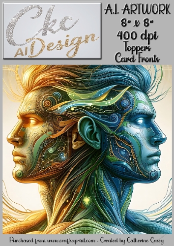 A.I. Artwork - 8 x 8 Toppers or Card Front - A.I. Artwork  - Two Heads - 30