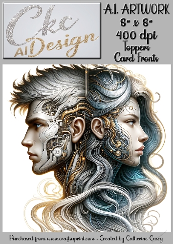 A.I. Artwork - 8 x 8 Toppers or Card Front - A.I. Artwork  - Two Heads - 31