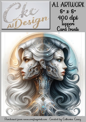 A.I. Artwork - 8 x 8 Toppers or Card Front - A.I. Artwork  - Two Heads - 32