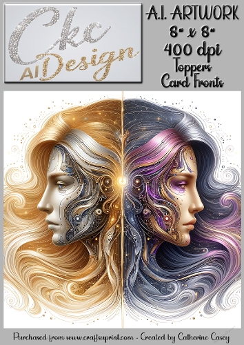 A.I. Artwork - 8 x 8 Toppers or Card Front - A.I. Artwork  - Two Heads - 33