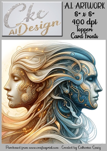 A.I. Artwork - 8 x 8 Toppers or Card Front - A.I. Artwork  - Two Heads - 34