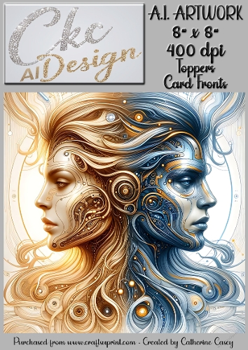 A.I. Artwork - 8 x 8 Toppers or Card Front - A.I. Artwork  - Two Heads - 38