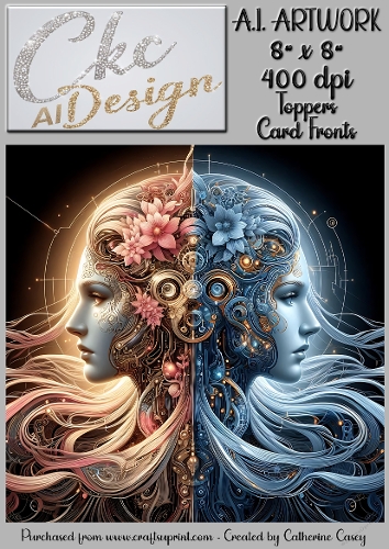 A.I. Artwork - 8 x 8 Toppers or Card Front - A.I. Artwork  - Two Heads - 39