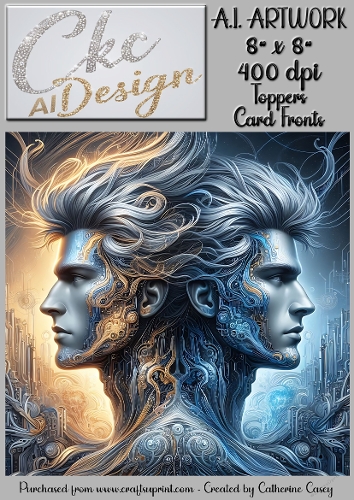 A.I. Artwork - 8 x 8 Toppers or Card Front - A.I. Artwork  - Two Heads - 40