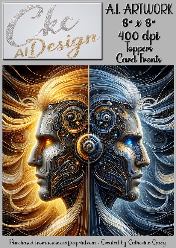 A.I. Artwork - 8 x 8 Toppers or Card Front - A.I. Artwork  - Two Heads - 41