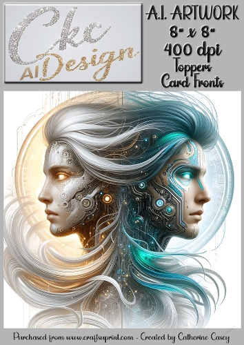 A.I. Artwork - 8 x 8 Toppers or Card Front - A.I. Artwork  - Two Heads - 42