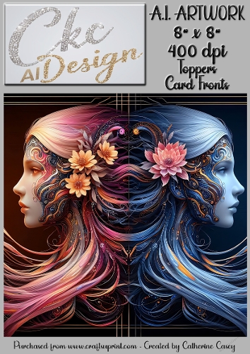 A.I. Artwork - 8 x 8 Toppers or Card Front - A.I. Artwork  - Two Heads - 44