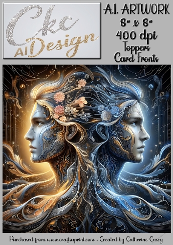 A.I. Artwork - 8 x 8 Toppers or Card Front - A.I. Artwork  - Two Heads - 45