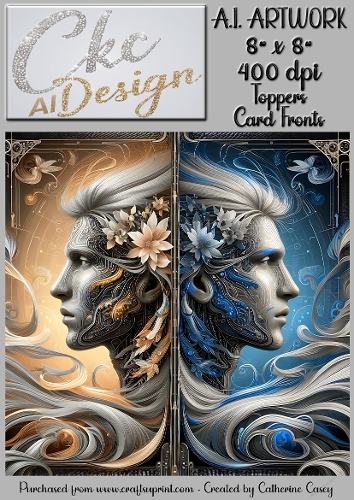 A.I. Artwork - 8 x 8 Toppers or Card Front - A.I. Artwork  - Two Heads - 48