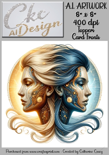 A.I. Artwork - 8 x 8 Toppers or Card Front - A.I. Artwork  - Two Heads - 49