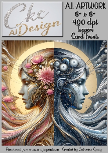 A.I. Artwork - 8 x 8 Toppers or Card Front - A.I. Artwork  - Two Heads - 50