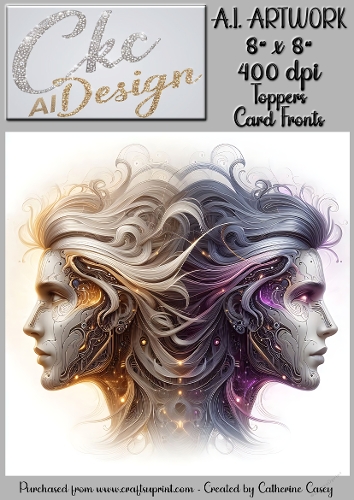 A.I. Artwork - 8 x 8 Toppers or Card Front - A.I. Artwork  - Two Heads - 51