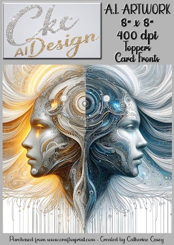A.I. Artwork - 8 x 8 Toppers or Card Front - A.I. Artwork  - Two Heads - 53