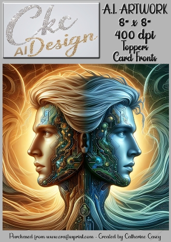 A.I. Artwork - 8 x 8 Toppers or Card Front - A.I. Artwork  - Two Heads - 54