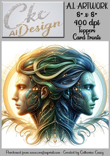 A.I. Artwork - 8 x 8 Toppers or Card Front - A.I. Artwork  - Two Heads - 55