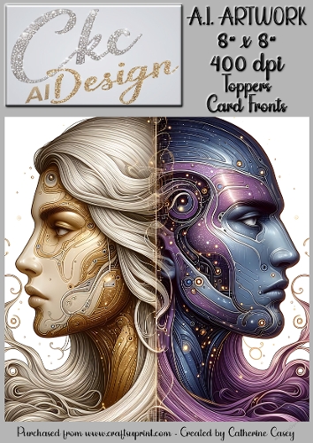 A.I. Artwork - 8 x 8 Toppers or Card Front - A.I. Artwork  - Two Heads - 56