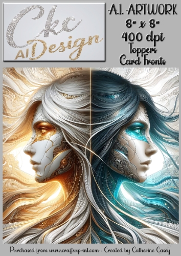 A.I. Artwork - 8 x 8 Toppers or Card Front - A.I. Artwork  - Two Heads - 57