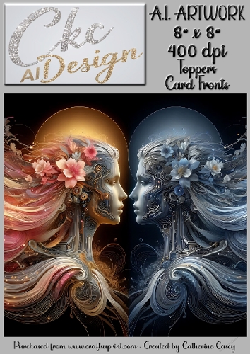 A.I. Artwork - 8 x 8 Toppers or Card Front - A.I. Artwork  - Two Heads - 58