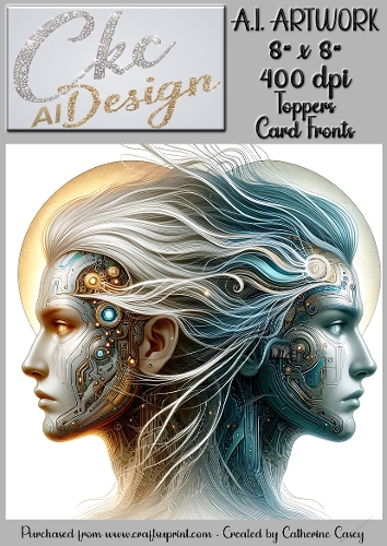 A.I. Artwork - 8 x 8 Toppers or Card Front - A.I. Artwork  - Two Heads - 59