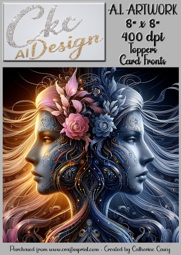 A.I. Artwork - 8 x 8 Toppers or Card Front - A.I. Artwork  - Two Heads - 60
