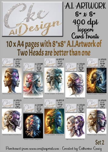 A.I. Artwork - 10 x 8x8 Toppers or Card Front - A.I. Artwork  - Two Heads - Set 2