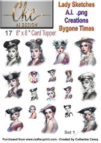Lady Sketches A.I. .png Creations Bygone Times Set 1