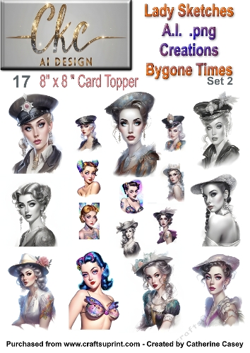 Lady Sketches A.I. .png Creations Bygone Times Set 2