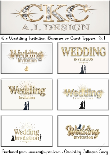 6 x Couples Wedding Invitation Banner or Card Toppers Set 1