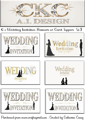 6 x Couples Wedding Invitation Banner or Card Toppers Set 3