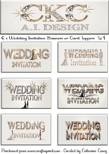 6 x Couples Wedding Invitation Banner or Card Toppers Set 4