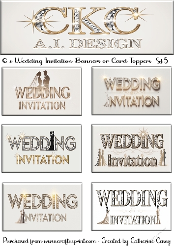 6 x Couples Wedding Invitation Banner or Card Toppers Set 5