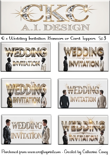 6 x Men Wedding Invitation Banner or Card Toppers Set 3