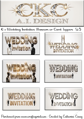 6 x Men Wedding Invitation Banner or Card Toppers Set 5