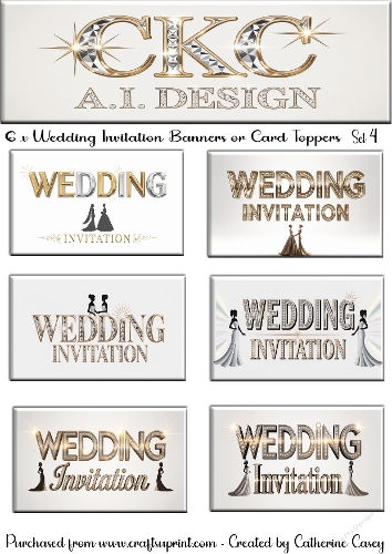 6 x Women Wedding Invitation Banner or Card Toppers Set 4
